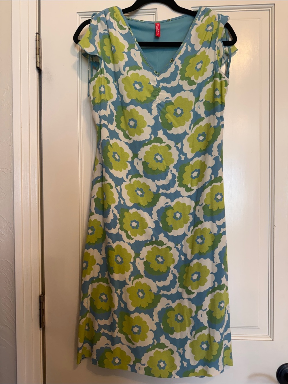 Hanna Andersson Blue & Lime Floral V-Neck Midi Dress